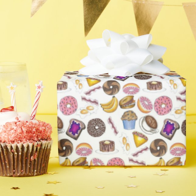 Breakfast Brunch Food Bagel Donut Toast Eggs Bacon Wrapping Paper (Birthday Party)