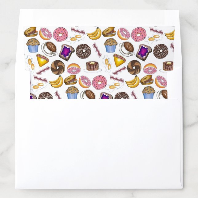 Breakfast Brunch Foods Bacon Eggs Pancakes Donut Envelope Liner (In Envelope)