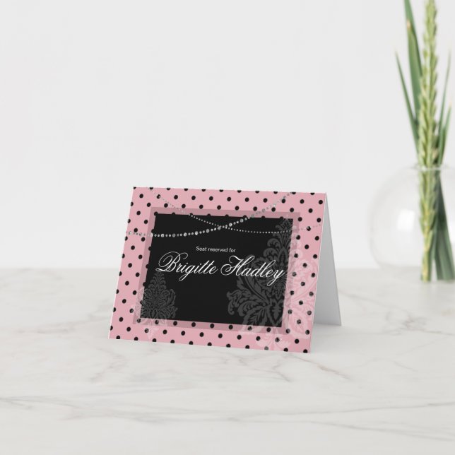 Breakfast & Brunch Pink and black polka dots Holiday Card (Front)