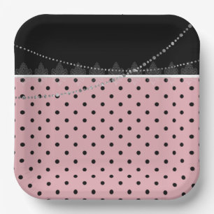 Breakfast & Brunch Pink and black polka dots Paper Plates