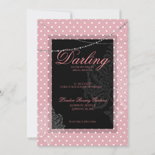 Breakfast brunch pink with white polk dots invitation