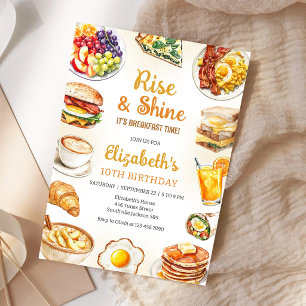 Breakfast Brunch Rise & Shine Birthday Invitation