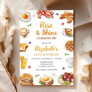 Breakfast Brunch Rise & Shine Birthday Invitation