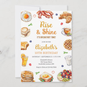 Breakfast Brunch Rise & Shine Birthday Invitation