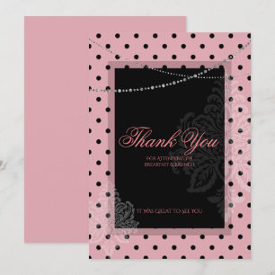 Breakfast brunch with dots pink thank you card