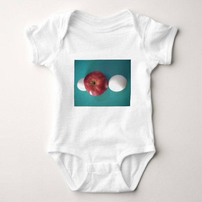 Breakfast Buddies: Two Eggs $an Apple Still Life Baby Bodysuit (Front)