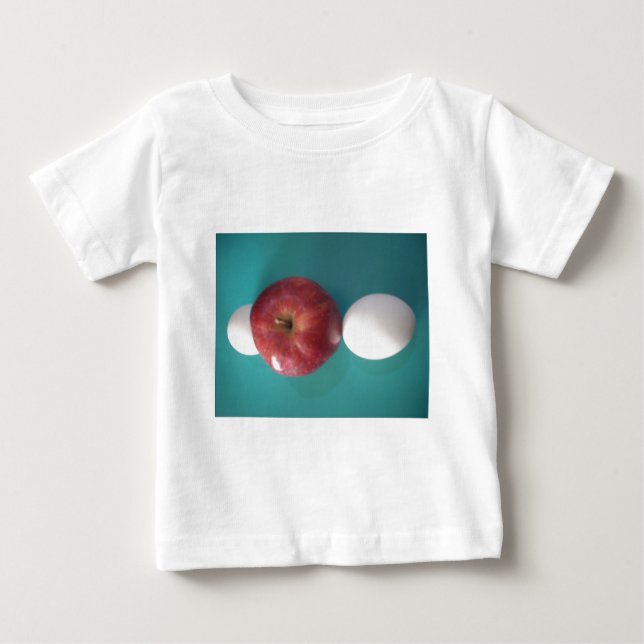 Breakfast Buddies: Two Eggs $an Apple Still Life Baby T-Shirt (Front)