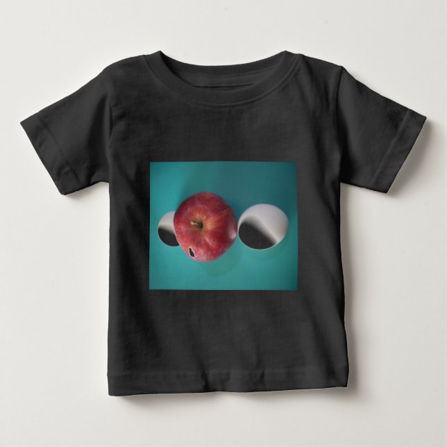Breakfast Buddies: Two Eggs $an Apple Still Life Baby T-Shirt (Front)