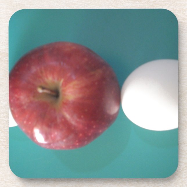 Breakfast Buddies: Two Eggs $an Apple Still Life Beverage Coaster (Front)