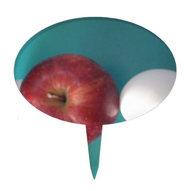 Breakfast Buddies: Two Eggs $an Apple Still Life Cake Topper (Front)