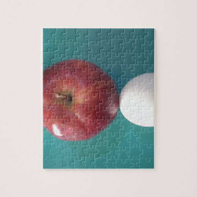 Breakfast Buddies: Two Eggs $an Apple Still Life Jigsaw Puzzle (Vertical)