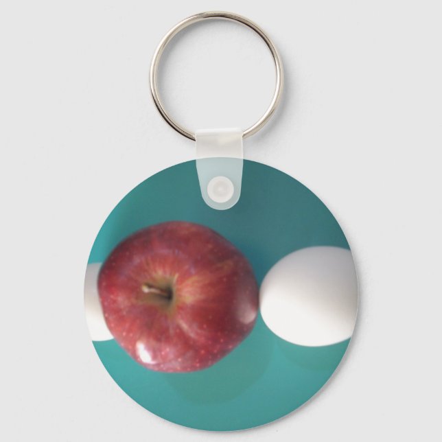 Breakfast Buddies: Two Eggs $an Apple Still Life Keychain (Front)