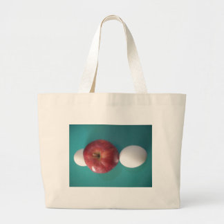 Breakfast Buddies: Two Eggs $an Apple Still Life Large Tote Bag