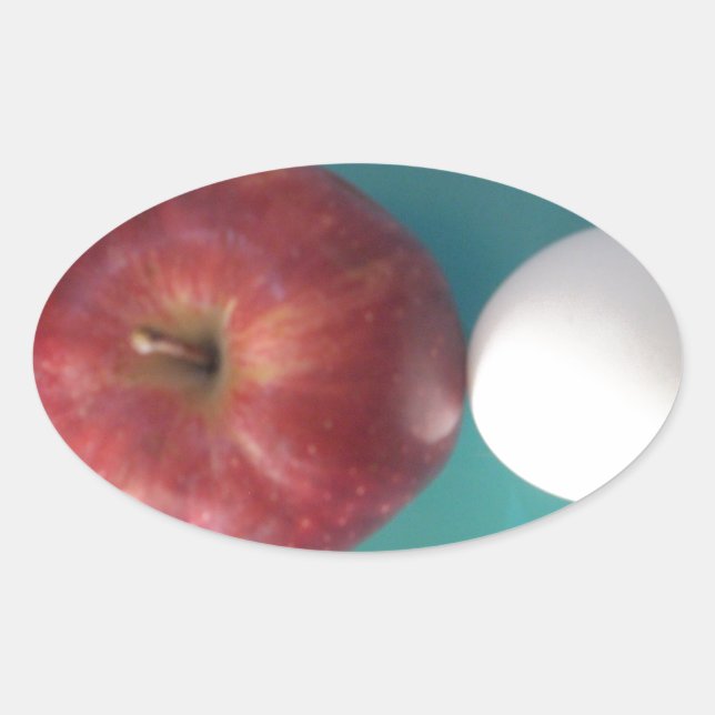 Breakfast Buddies: Two Eggs $an Apple Still Life Oval Sticker (Front)