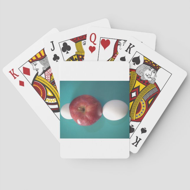Breakfast Buddies: Two Eggs $an Apple Still Life Poker Cards (Back)