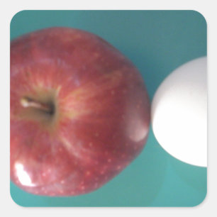 Breakfast Buddies: Two Eggs $an Apple Still Life Square Sticker