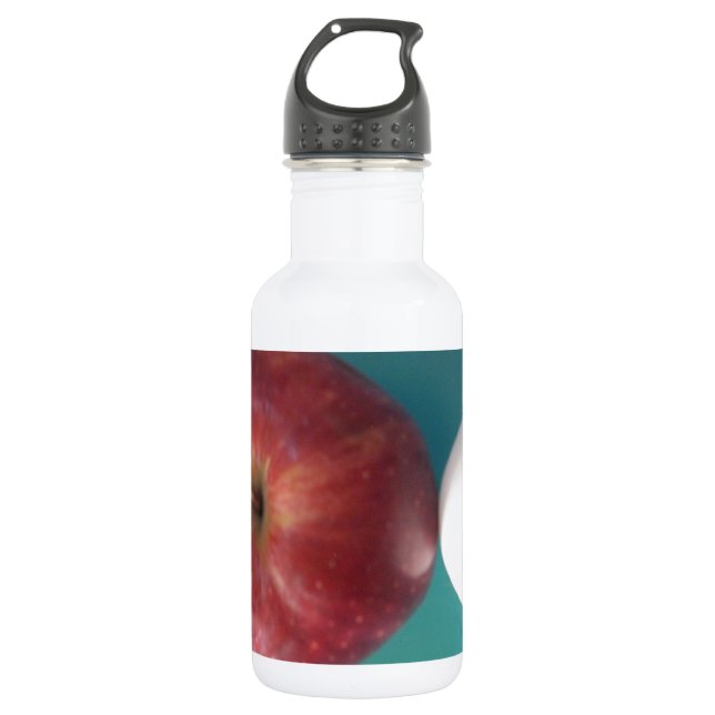 Breakfast Buddies: Two Eggs $an Apple Still Life Stainless Steel Water Bottle (Front)
