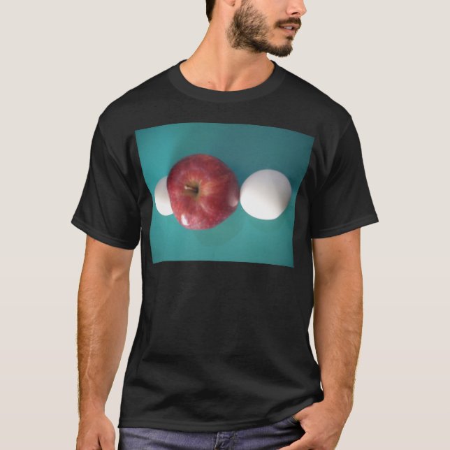 Breakfast Buddies: Two Eggs $an Apple Still Life T-Shirt (Front)