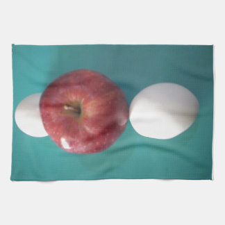 Breakfast Buddies: Two Eggs $an Apple Still Life Towel