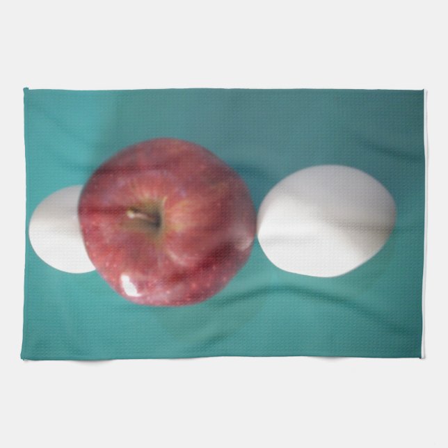 Breakfast Buddies: Two Eggs $an Apple Still Life Towel (Horizontal)