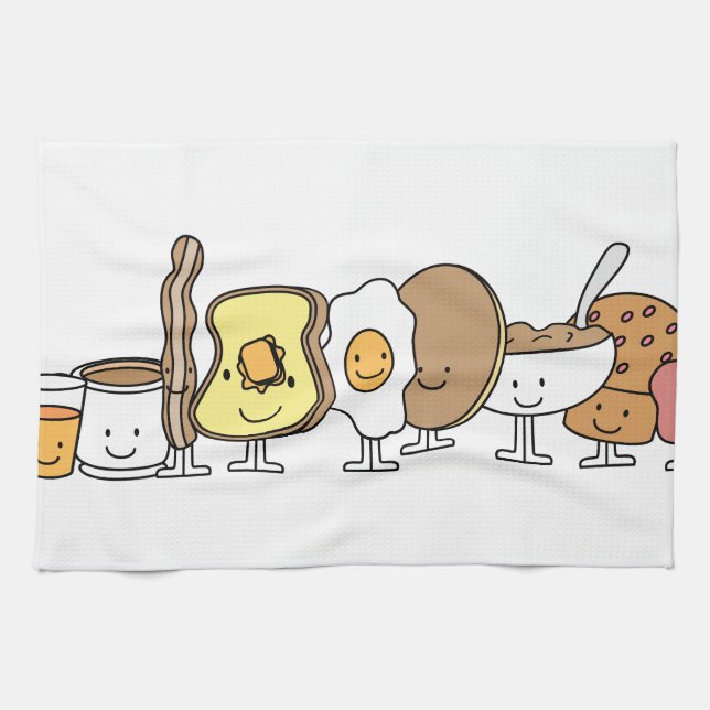 Breakfast Cartoon Characters Towel (Horizontal)