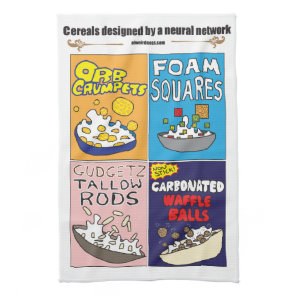 Breakfast cereals by AI Weirdness - Kitchen Towels