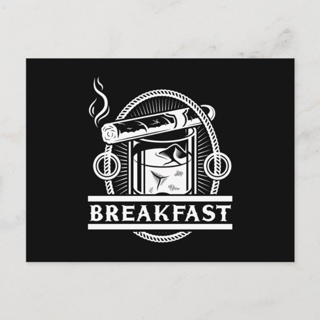Breakfast Cigar Whiskey Smoke Humidor Cigars Lover Postcard (Front)