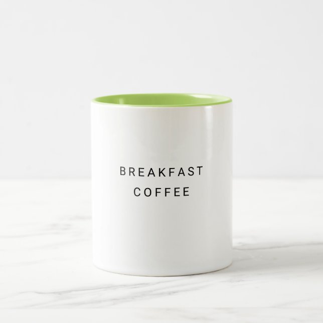 Breakfast Coffee Funny Cute Trendy Quote  Two-Tone Coffee Mug (Center)