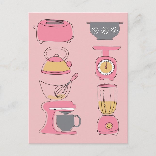 Breakfast Cooking Kitchen Appliances Illustration Postcard (Front)