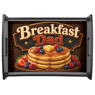 Breakfast Dad, Colorful Pancake Cookout Morning Serving Tray