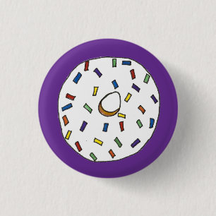 Breakfast Donut Vanilla Frosted Sprinkles Doughnut Button