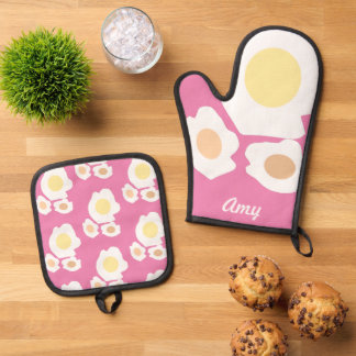 Breakfast Eggs Chef Kitchen Oven Mitt & Pot Holder Set