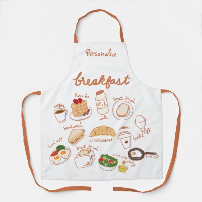 Breakfast Eggs Coffee Pancakes Women's Cooking Apron (Front)