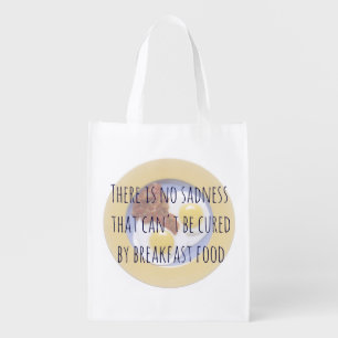 Breakfast Food Eggs on Plate Funny Motivational Grocery Bag