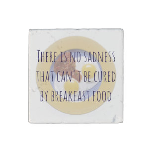 Breakfast Food Eggs on Plate Funny Motivational Stone Magnet