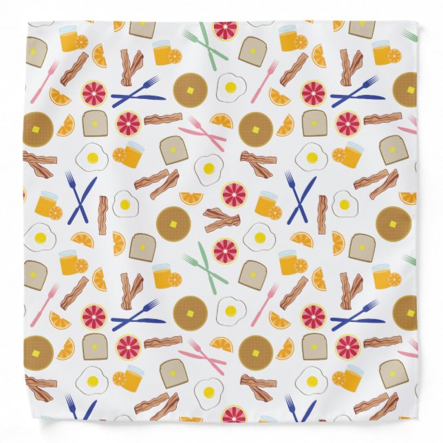 Breakfast Food Pattern Waffles Bacon Eggs Toast Bandana (Front)