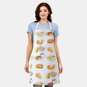 Breakfast Foods Coffee, Croissant, Eggs, Bagels Apron