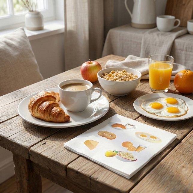 Breakfast Foods Coffee, Croissant, Eggs, Bagels  Napkins (Creator Uploaded)