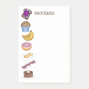 Breakfast Foods Grocery List Groceries Post Its Post-it Notes