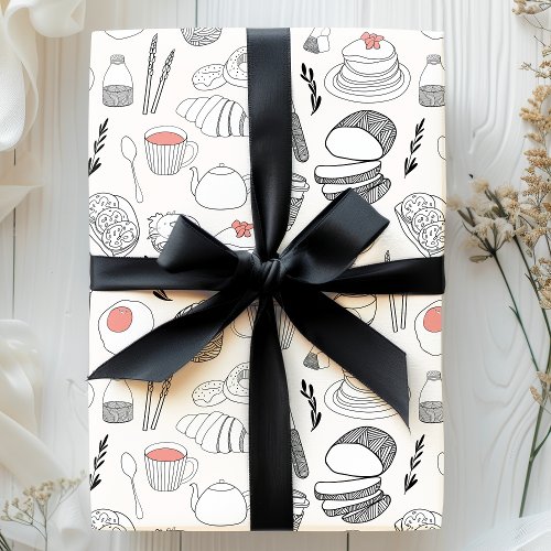 Breakfast Foods Pattern Wrapping Paper