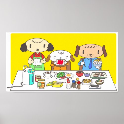 Breakfast for the dog family. poster