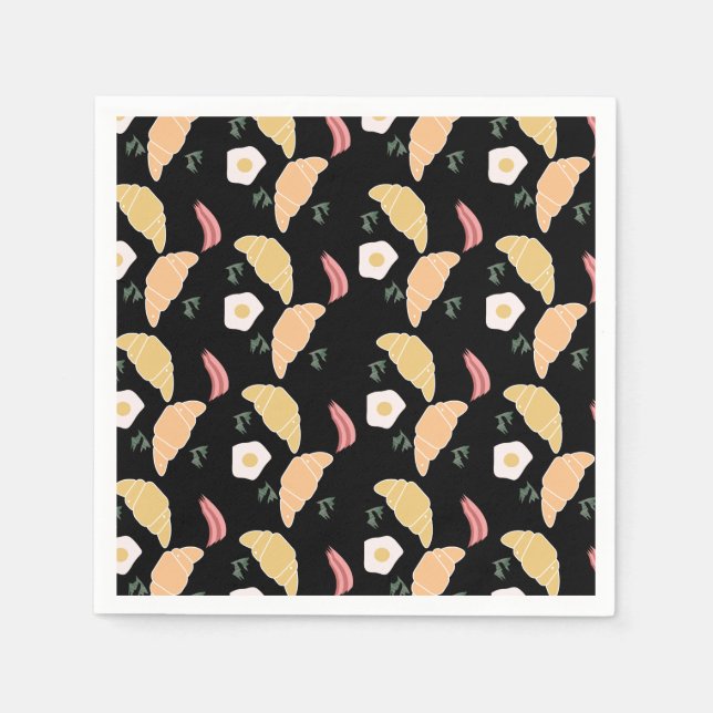 Breakfast Ham and Cilantro Eggs on a Croissant Napkins (Front)