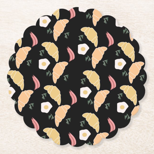 Breakfast Ham and Cilantro Eggs on a Croissant Paper Coaster (Front)
