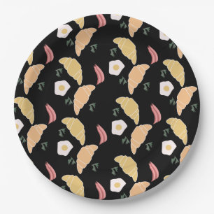 Breakfast Ham and Cilantro Eggs on a Croissant Paper Plates