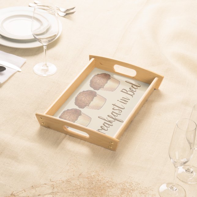 Breakfast in Bed Crumb Coffee Cake Muffins Brunch Serving Tray (Front)