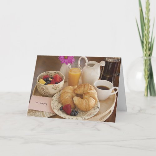 Breakfast in Bed for Mothers Day Card