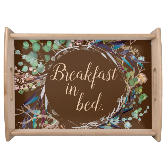  "Breakfast in Bed" Serving Tray – Elegant Wreath  (Front)