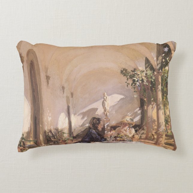 Breakfast in the Loggia by John Singer Sargent Accent Pillow (Front)