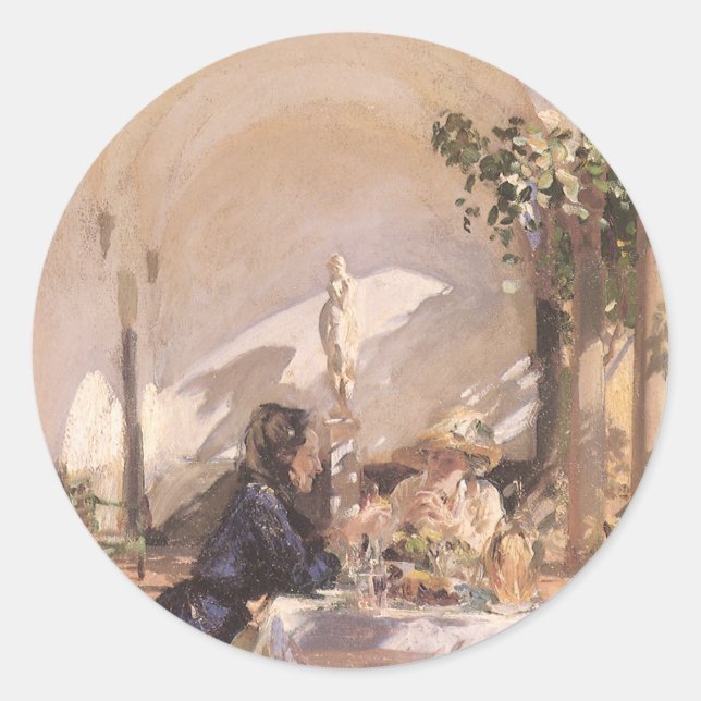 Breakfast in the Loggia by John Singer Sargent Classic Round Sticker (Front)