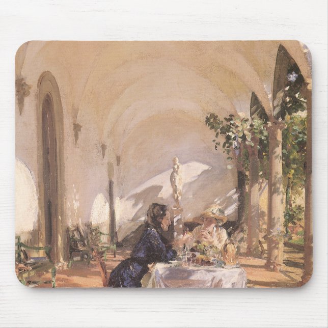 Breakfast in the Loggia by John Singer Sargent Mouse Pad (Front)